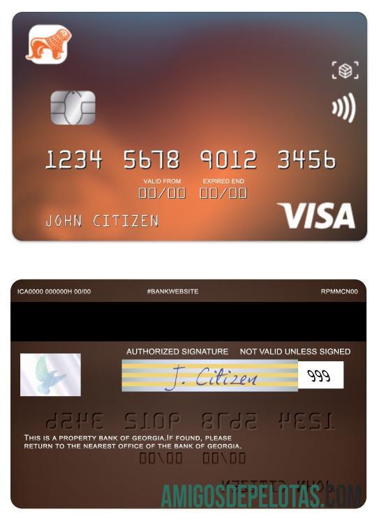 Cartão Visa Classic do Georgia Bank Of Georgia exemplo